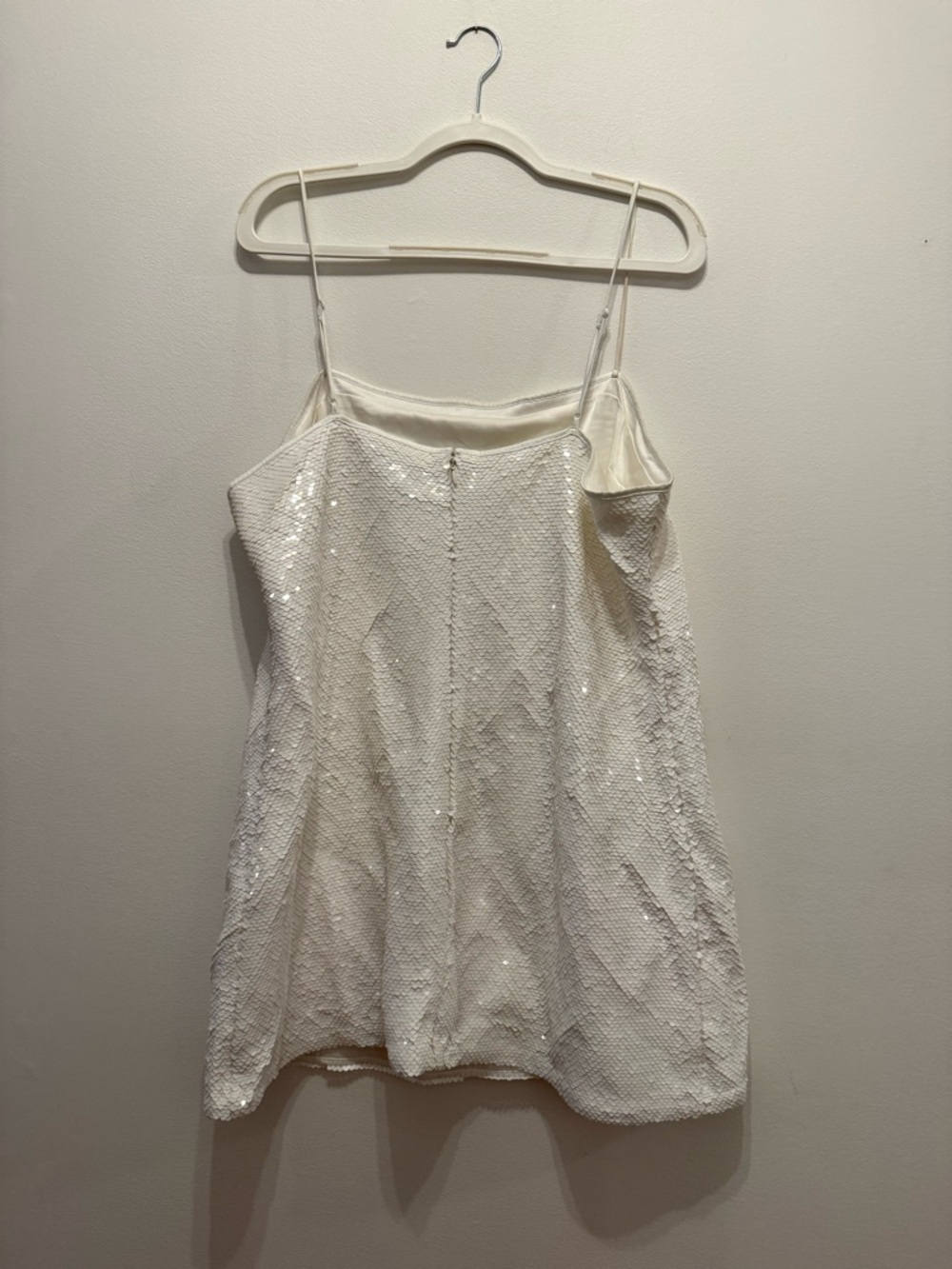 Abercrombie & Fitch White Sequin Spaghetti Strap Dress Wedding Bachelorette - Picture 5 of 7